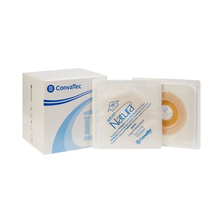 Picture of Ostomy Barrier Sur-Fit Natura® Durahesive® Mold to Fit, Extended Wear Acrylic Tape 57 mm Flange Universal System Hydrocolloid 1-1/4 to 1-3/4 Inch Opening 4-1/2 X 4-1/2 Inch404594