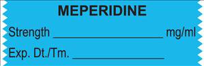 Picture of Drug Label UAL™ Anesthesia Label Tape Meperidine Strength_mg/mL Exp Dt Tm Light Blue 1/2 X 1-1/2 InchULTA069
