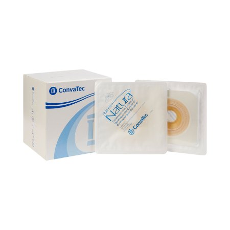 Picture of Ostomy Barrier Sur-Fit Natura® Pre-Cut, Extended Wear Durahesive® White Tape 45 mm Flange SUR-FIT Natura® System Hydrocolloid 1 Inch Opening 4-1/2 X 4-1/2 Inch413181