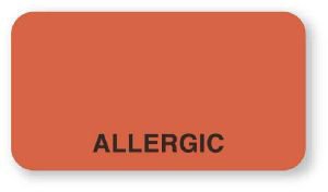 Picture of Pre-Printed Label Allergy Alert Red Fluorescent Paper Allergic Black Alert Label 7/8 X 1-5/8 InchULMC029