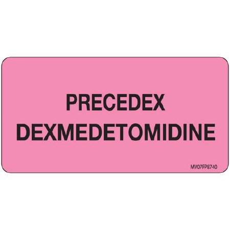 Picture of Drug Label MedVision® Anesthesia Label Precedex Dexmedetomidine Pink 1-1/2 X 2-15/16 InchMV07FP8740