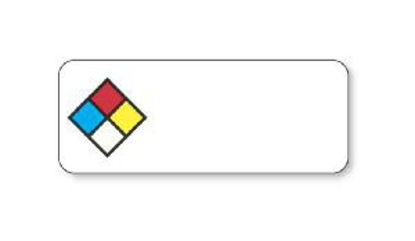 Picture of Pre-Printed Label UAL™ Warning Label Blue, Red. White, Yellow Paper Chemical Hazard Symbol Color Block Caution 7/8 X 2-1/4 InchULHL302