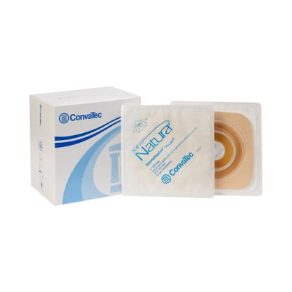 Picture of Ostomy Barrier Sur-Fit Natura® Pre-Cut, Standard Wear Stomahesive® Tan Tape 45 mm Flange Sur-Fit® Natura® System Hydrocolloid 1 Inch Opening 4 X 4 Inch125271