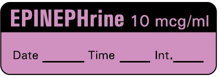 Picture of Drug Label Barkley® Anesthesia Label EPINEPHrine 10 mcg/mL date_time_int_ Violet 1/2 X 1-1/2 InchLAN-6D10