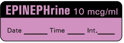 Picture of Drug Label Barkley® Anesthesia Label EPINEPHrine 10 mcg/mL date_time_int_ Violet 1/2 X 1-1/2 InchLAN-6D10