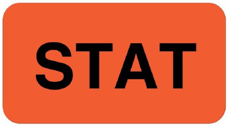 Picture of Pre-Printed Label Advisory Label Red Paper STAT Black Alert Label 7/8 X 1-5/8 InchULHS110