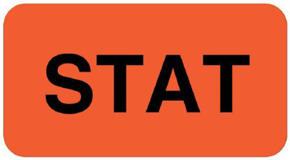 Picture of Pre-Printed Label Advisory Label Red Paper STAT Black Alert Label 7/8 X 1-5/8 InchULHS110