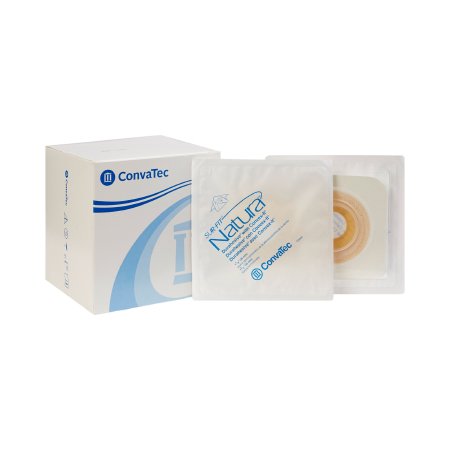 Picture of Ostomy Barrier Sur-Fit Natura® Pre-Cut, Extended Wear Durahesive® White Tape 45 mm Flange SUR-FIT Natura® System Hydrocolloid 1-1/8 Inch Opening 4-1/2 X 4-1/2 Inch413182