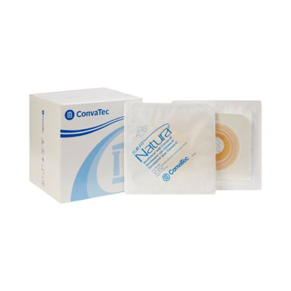 Picture of Ostomy Barrier Sur-Fit Natura® Pre-Cut, Extended Wear Durahesive® White Tape 45 mm Flange SUR-FIT Natura® System Hydrocolloid 1-1/8 Inch Opening 4-1/2 X 4-1/2 Inch413182