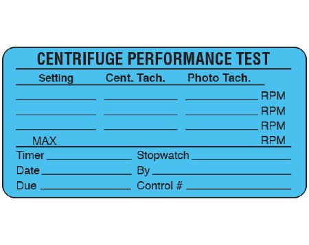 Picture of Pre-Printed Label Shamrock Laboratory Use Blue Litho Paper CENTRIFUGE PERFORMANCE TEST / Setting Cent. Tech. Photo Tech. … Black Lab / Specimen 1-1/2 X 3 InchUPCR-9101