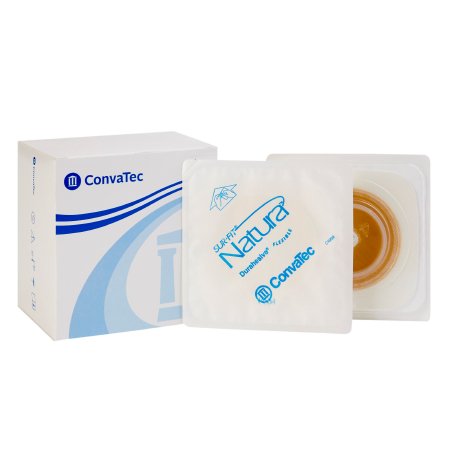 Picture of Ostomy Barrier Sur-Fit Natura® Durahesive® Trim to Fit, Extended Wear Durahesive® Without Tape 45 mm Flange Hydrocolloid 1 to 1-1/4 Inch Opening 4-1/2 X 4-1/2 Inch413161