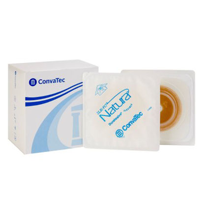 Picture of Ostomy Barrier Sur-Fit Natura® Durahesive® Trim to Fit, Extended Wear Durahesive® Without Tape 45 mm Flange Hydrocolloid 1 to 1-1/4 Inch Opening 4-1/2 X 4-1/2 Inch413161