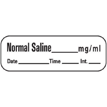 Picture of Drug Label MedVision® Anesthesia Label Normal Saline_mg/mL Date_Time_Int White 1/2 X 1-1/2 InchLAN22