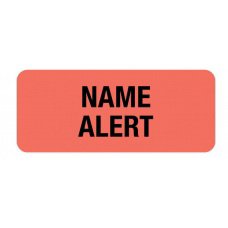 Picture of Pre-Printed Label Advisory Label Red Paper NAME ALERT Black Alert Label 15/16 X 2-1/4 Inch50772