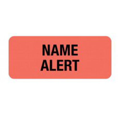 Picture of Pre-Printed Label Advisory Label Red Paper NAME ALERT Black Alert Label 15/16 X 2-1/4 Inch50772