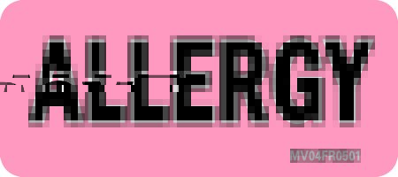 Picture of Pre-Printed Label MedVision® Allergy Alert Fluorescent Red Allergy Black Alert Label 1 X 2-1/4 InchMV04FR0501