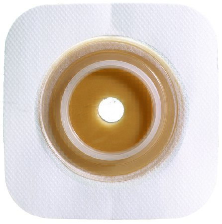 Picture of Ostomy Barrier Sur-Fit Natura® Pre-Cut, Standard Wear Stomahesive® Tan Tape 45 mm Flange Sur-Fit® Natura® System Hydrocolloid 7/8 Inch Opening 4 X 4 Inch125270