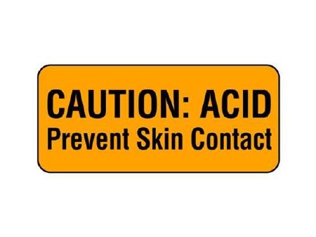 Picture of Pre-Printed Label Shamrock Warning Label Orange Caution: Acid prevent skin contact Black Biohazard 1 X 2-1/4 InchUPCR-6029