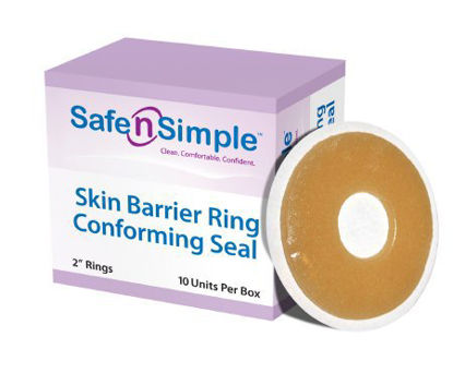 Picture of Skin Barrier Ring Safe-n'Simple Mold to Fit, Standard Wear Adhesive without Tape Without Flange Universal System Hydrocolloid 2 Inch DiameterSNS684U2
