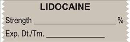 Picture of Drug Label UAL™ Anesthesia Label Tape Lidocaine Strength_% Exp dt Tm_ Gray 1/2 X 1-1/2 InchULTJ121