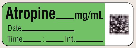 Picture of Drug Label Shamrock Anesthesia Label Atrophine___0.4 mg/mL GreenSA-SPECIAL