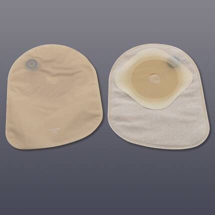 Picture of Filtered Stoma Cap Contour I™ Beige Odor-Barrier Pouch with SoftFlex, Barrier Opening 1-15/16 Inch, Cap Size 4 Inch1796