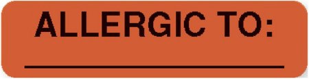 Picture of Pre-Printed Label UAL™ Allergy Alert Red Paper ALLERGIC TO: _______ Black Alert Label 5/16 X 1-1/4 InchULSY105