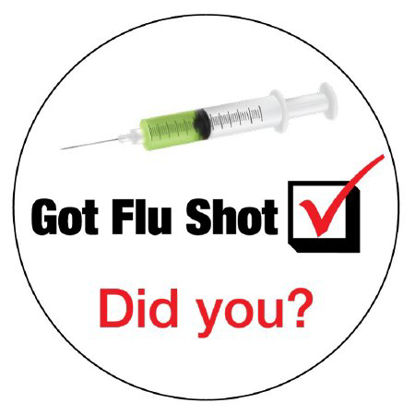 Picture of Pre-Printed Label UAL™ Warning Label White Paper Got Flu Shot Black / Red 2-1/2 X 2-1/2 InchULHBFLU