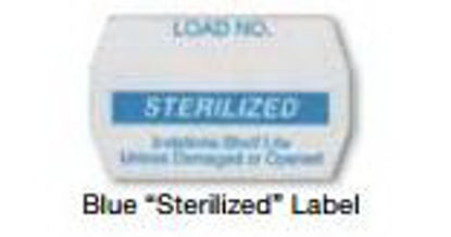 Picture of Pre-Printed Label Advisory Label Blue Paper LOAD NO./STERILIZED/Indefinite Shelf Life/Unless Damaged or Opened Black Sterilization Label 2 X 9.5 InchSRL-012-B
