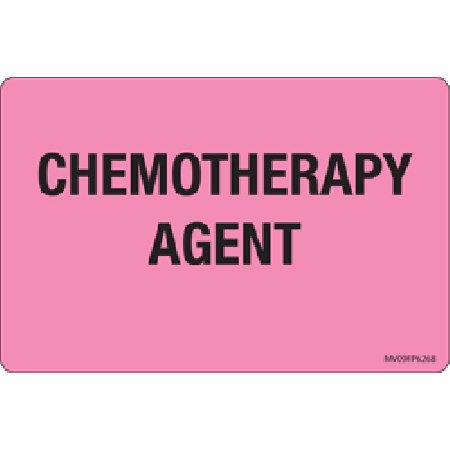 Picture of Pre-Printed Label MedVision® Warning Label Pink Paper CHEMOTHERAPY AGENT Black Biohazard 2-5/8 X 4 InchMV09FP6268