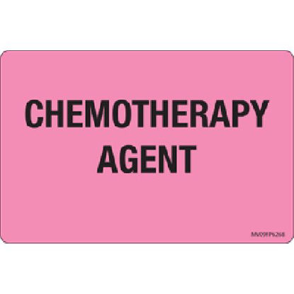 Picture of Pre-Printed Label MedVision® Warning Label Pink Paper CHEMOTHERAPY AGENT Black Biohazard 2-5/8 X 4 InchMV09FP6268