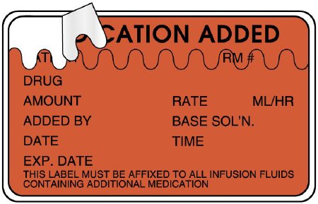 Picture of Pre-Printed Label UAL™ Anesthesia Label Red EDP Paper IV Medication Added Black Medication Name 1-1/2 X 2-1/2 InchULHH507