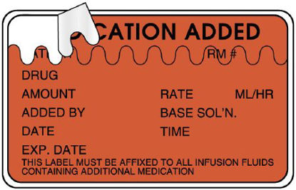 Picture of Pre-Printed Label UAL™ Anesthesia Label Red EDP Paper IV Medication Added Black Medication Name 1-1/2 X 2-1/2 InchULHH507