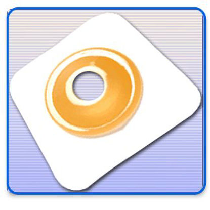 Picture of Ostomy Barrier Securi-T® Pre-Cut, Extended Wear Adhesive Tape Collar 44 mm Flange Green Code System 1 Inch Opening 5 X 5 Inch7825134