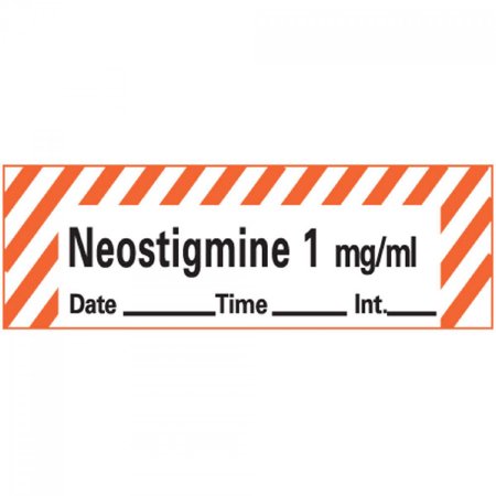 Picture of Drug Label PDC® Anesthesia Label Neostigmine 1 mg/mL Date_Time_Int_ Red / White 1/2 X 1-1/2 InchANS-15D1