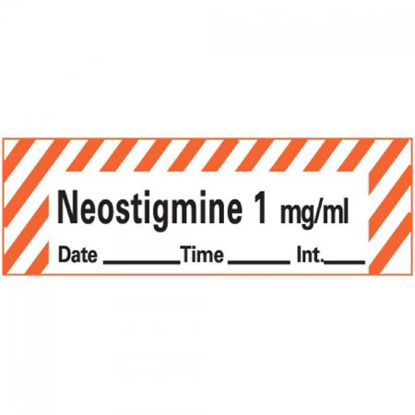 Picture of Drug Label PDC® Anesthesia Label Neostigmine 1 mg/mL Date_Time_Int_ Red / White 1/2 X 1-1/2 InchANS-15D1