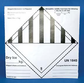 Picture of Pre-Printed Label Communication Fill In Blue / White Paper Dry Ice Quality Control Label 5-1/2 X 5-1/2 Inch22130065