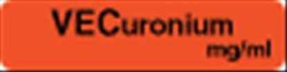 Picture of Drug Label UAL™ Anesthesia Label VECuronium Strength_mg/mL Exp Dt Tm Fluorescent Red 1/2 X 1-1/2 InchULAL604