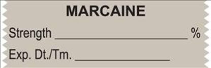 Picture of Drug Label UAL™ Anesthesia Label Tape Marcaine Strength_% Exp Dt Tm_ Gray 1/2 X 1-1/2 InchULTA092