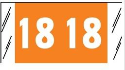 Picture of Pre-Printed Label COL'R'TAB® Chart Tab Orange / White Paper 18|18 White Numeric 3/4 X -1-1/2 Inch51718