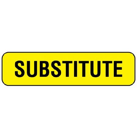 Picture of Pre-Printed Label MedVision® Advisory Label Yellow Paper SUBSTITUTE Black Alert Label 5/16 X 1-1/4 InchMV01SY6213