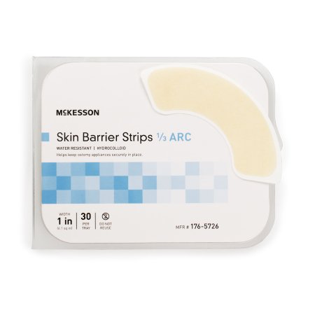 Picture of Skin Barrier Strip McKesson Mold to Fit, Standard Wear Adhesive without Tape Without Flange Universal System Hydrocolloid 1/3 Curve 1 Inch W176-5726