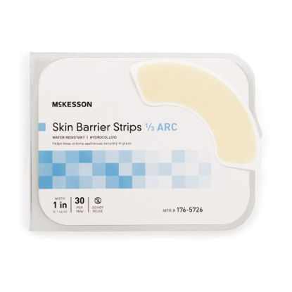 Picture of Skin Barrier Strip McKesson Mold to Fit, Standard Wear Adhesive without Tape Without Flange Universal System Hydrocolloid 1/3 Curve 1 Inch W176-5726