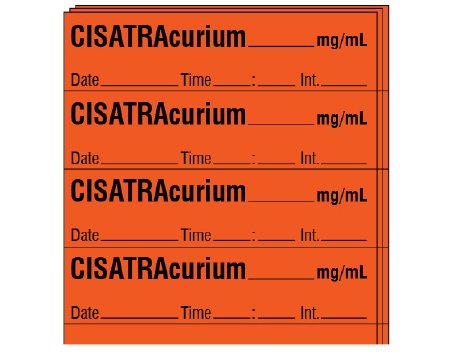 Picture of Drug Label Shamrock Anesthesia Label CISATRAcurium _____ mg / mL / Date _____ Time _____ Int. _____ Orange 1/2 X 1 InchSA-2216-DTI-PK