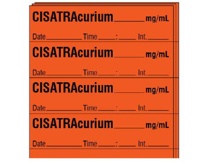 Picture of Drug Label Shamrock Anesthesia Label CISATRAcurium _____ mg / mL / Date _____ Time _____ Int. _____ Orange 1/2 X 1 InchSA-2216-DTI-PK