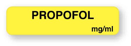 Picture of Drug Label UAL™ Anesthesia Label Propofol mg/mL Yellow 5/16 X 1-1/4 InchULAM006