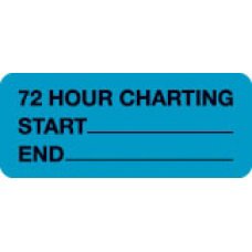 Picture of Pre-Printed Label Communication Fill In Fluorescent Blue Paper 72 HR CHARTING/START________/END_________ Black Safety and Instructional 15/16 X 2-1/4 Inch50733