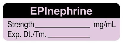 Picture of Drug Label UAL™ Anesthesia Label EPInephrine Strength_mg/mL Exp dt/tm_ Black / Lavender 1/2 X 1-1/2 InchULAL053