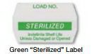 Picture of Pre-Printed Label Advisory Label Green Paper LOAD NO./STERILIZED/Indefinite Shelf Life/Unless Damaged or Opened Black Sterilization Label 2-1/2 X 8-1/2 InchSRL-012-G