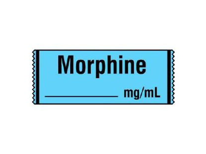 Picture of Drug Label Shamrock Anesthesia Label MORPHINE / _____ mg / mL Blue 1/2 X 1 InchSA-243
